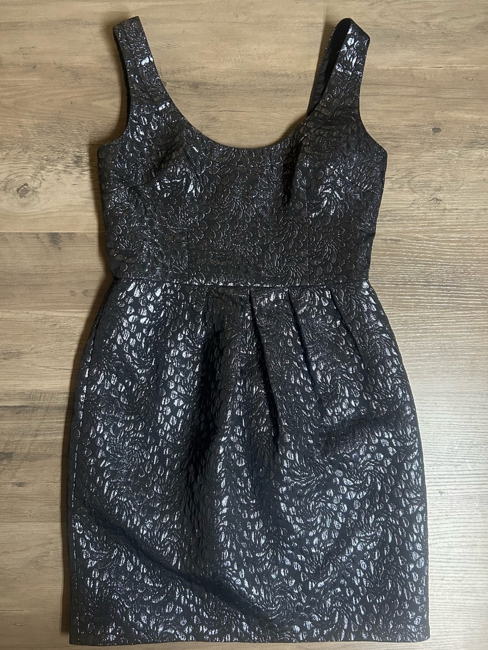 Aqua Black Textured Sleeveless Mini Dress